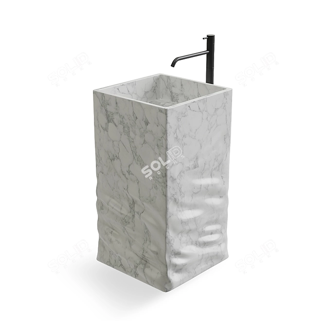 Elegant Carrara Marble Washbasin 3D model image 1