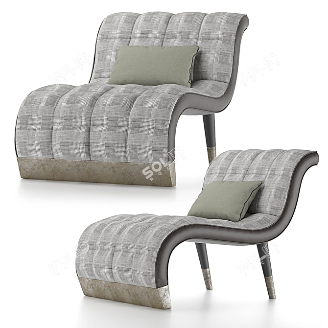 Bonnie_2 Tufted Fabric Armchair: Modern Elegance in Black and Bronze 3D model image 1