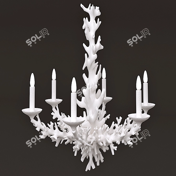 Elegant Faux Coral Chandelier 3D model image 4