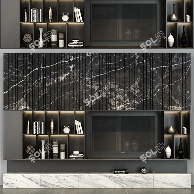 Stylish TV Shelf Set 3D model image 1