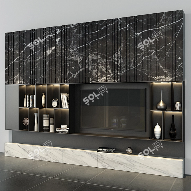 Stylish TV Shelf Set 3D model image 2