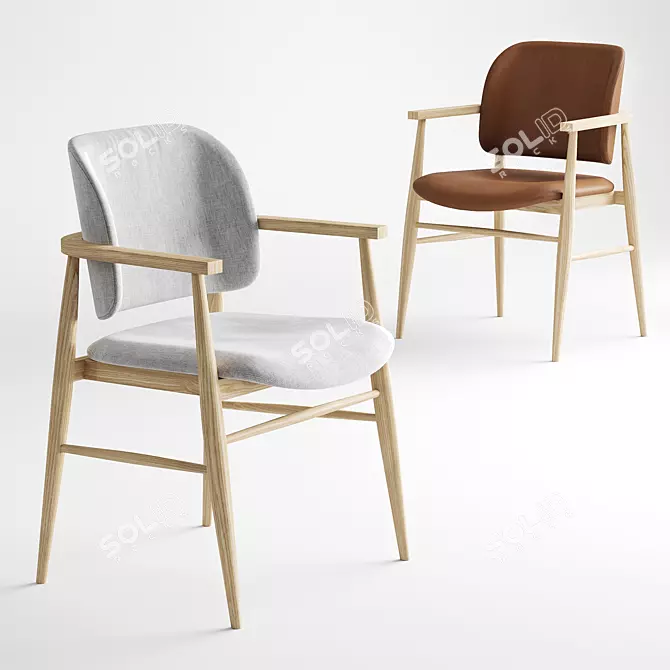 Aura Leather Dining Chairs 3D model image 1