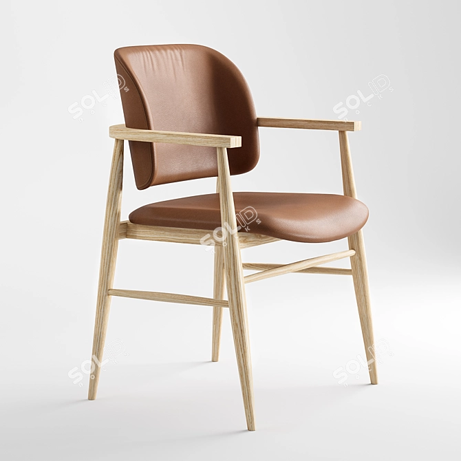 Aura Leather Dining Chairs 3D model image 4