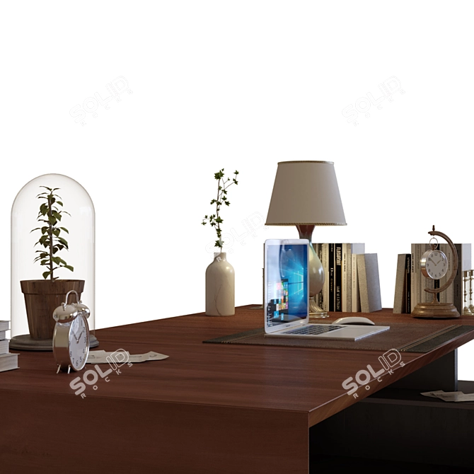 Rustic Wood Work Table 3D model image 5