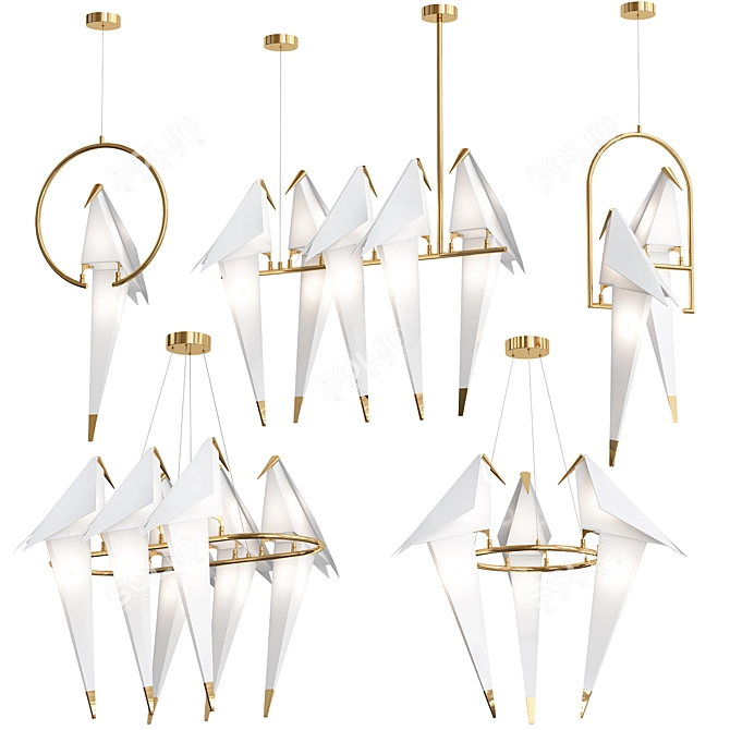 Moooi Origami Bird Perch: Elegant Avian-inspired Lighting 3D model image 1