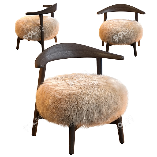 Cozy and Chic Shearling Chair 3D model image 1