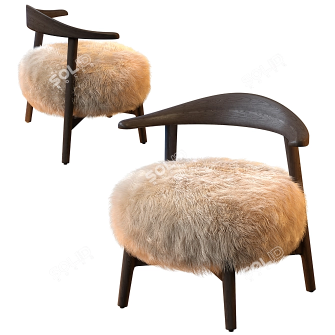 Cozy and Chic Shearling Chair 3D model image 2
