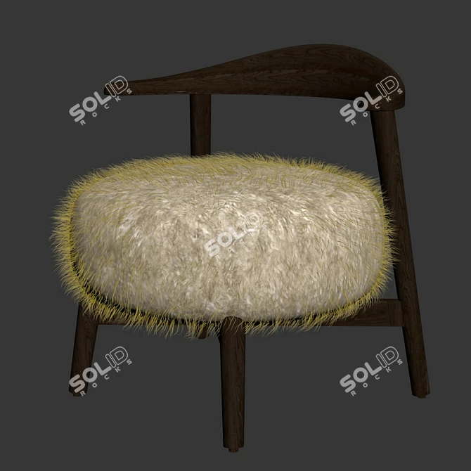 Cozy and Chic Shearling Chair 3D model image 4