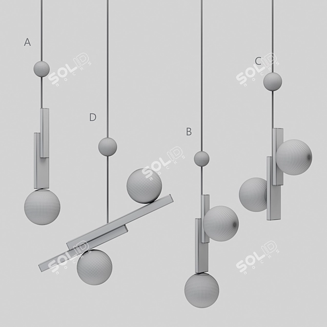 Elegant Pansy Color Pendant Lights 3D model image 2