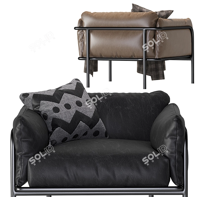 Globewest Natadora Leather Armchair: Stylish Comfort 3D model image 4