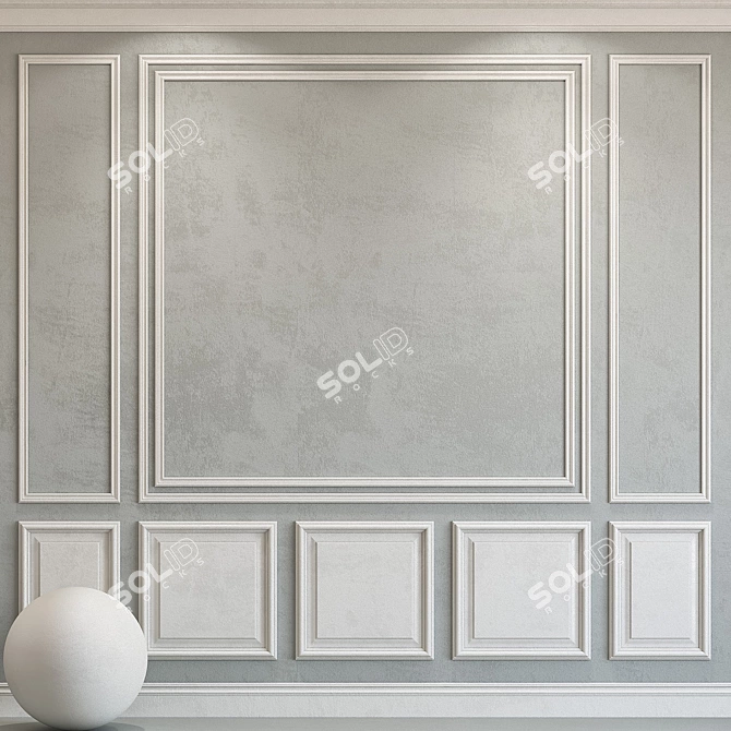 Elegant Plaster with Ornate Molding 3D model image 1