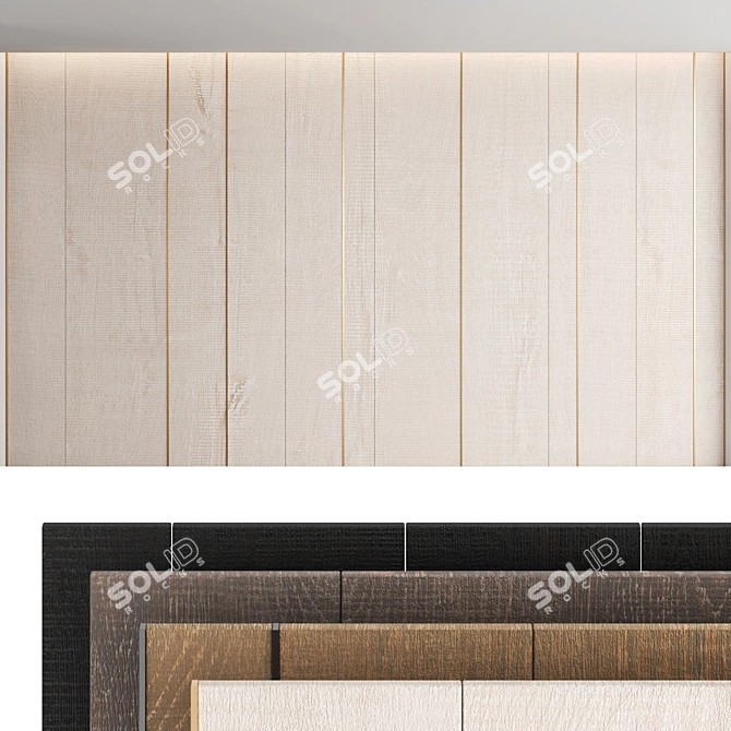 Title: Decorative Wood Wall Panel Set 3D model image 1