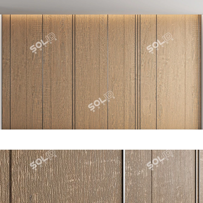 Title: Decorative Wood Wall Panel Set 3D model image 2