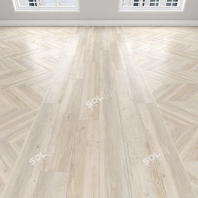 Parquet Oak: Herringbone, Linear, Chevron 3D model image 1