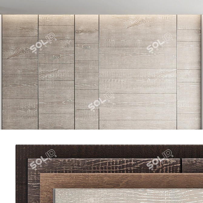 3D Wooden Decorative Wall Panel Set 3D model image 1