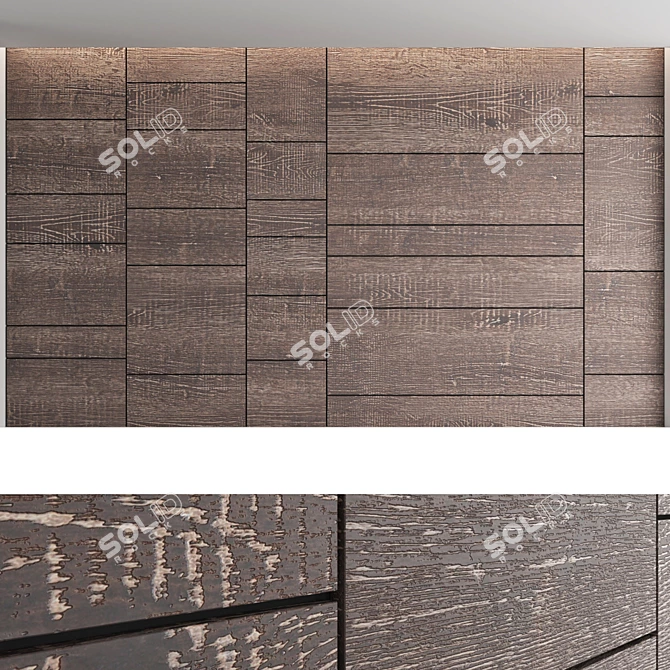 3D Wooden Decorative Wall Panel Set 3D model image 2