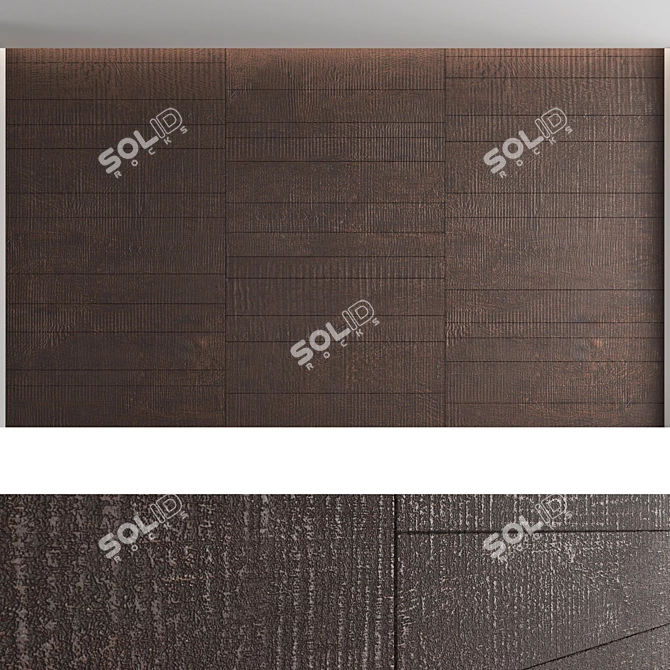 3D Wooden Decorative Wall Panel Set 3D model image 3