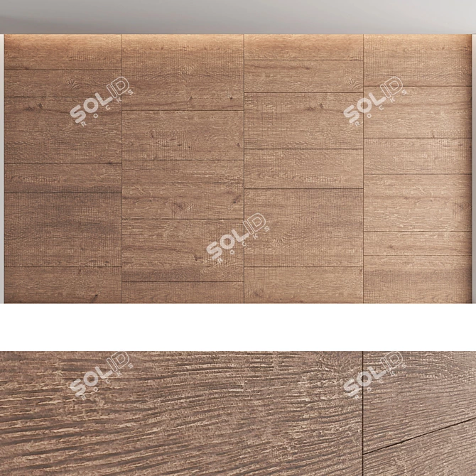 3D Wooden Decorative Wall Panel Set 3D model image 4