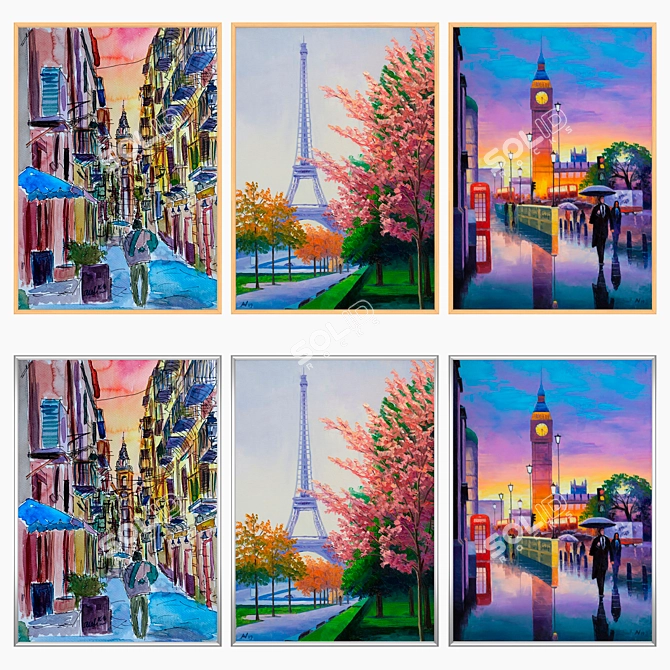 Elegant Wall Art Set with Multiple Frames 3D model image 3