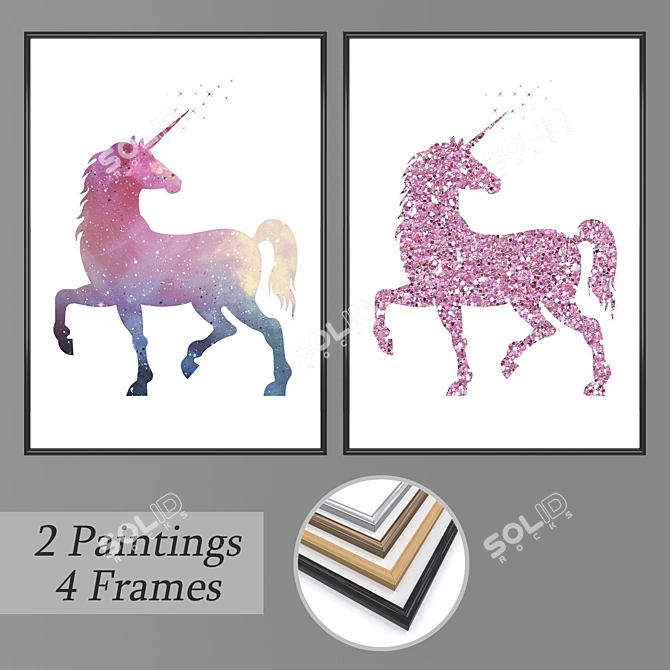 Modern Wall Art Set with Multiple Frame Options 3D model image 1