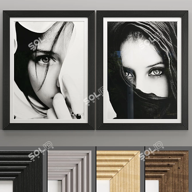 Elegant 4K Art Frame Set 3D model image 1