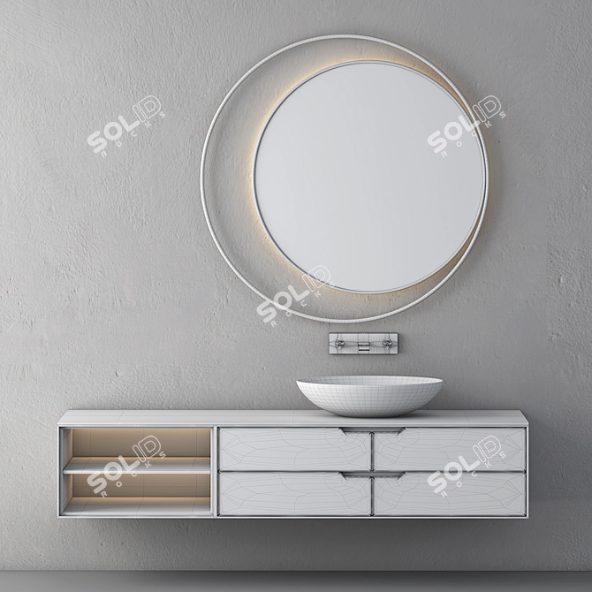 Modern Washbasin Cabinet Set 3D model image 2