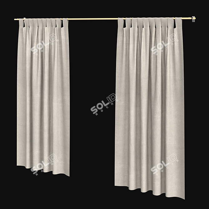 Wide Height Curtains 3000mm x 2700mm 3D model image 2