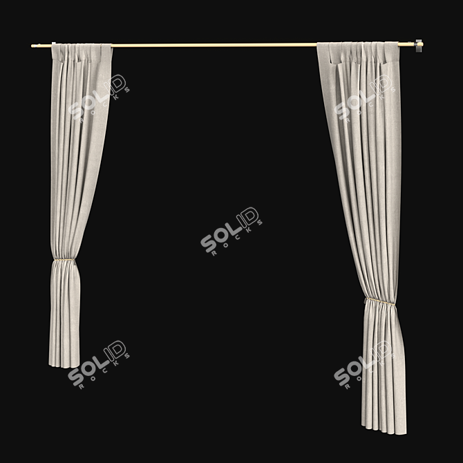 Wide Height Curtains 3000mm x 2700mm 3D model image 3