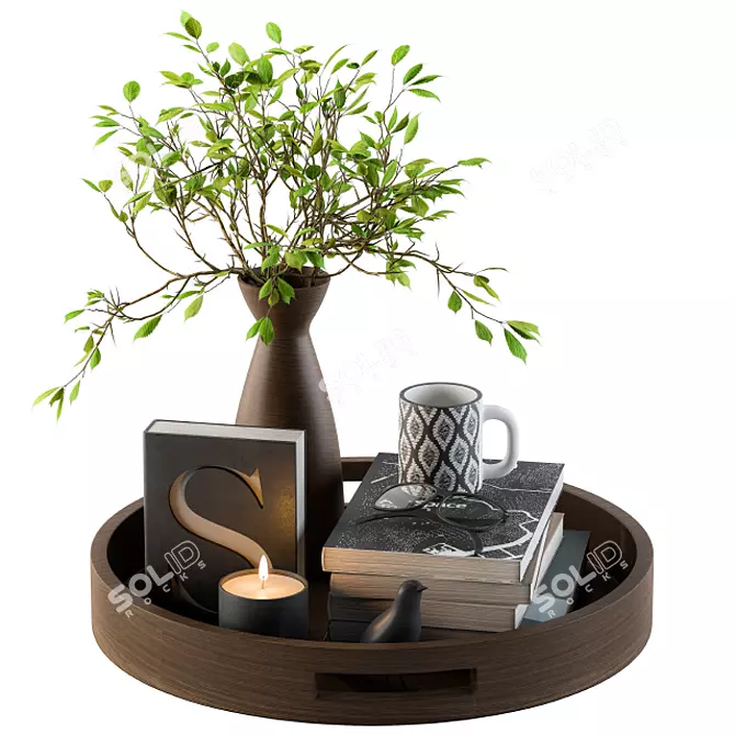 Wooden Tray Bouquet Set 3D model image 1