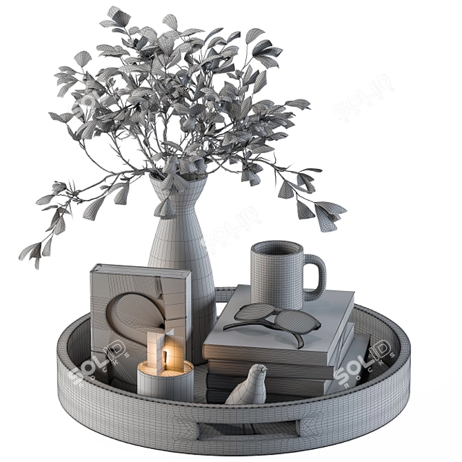 Wooden Tray Bouquet Set 3D model image 5