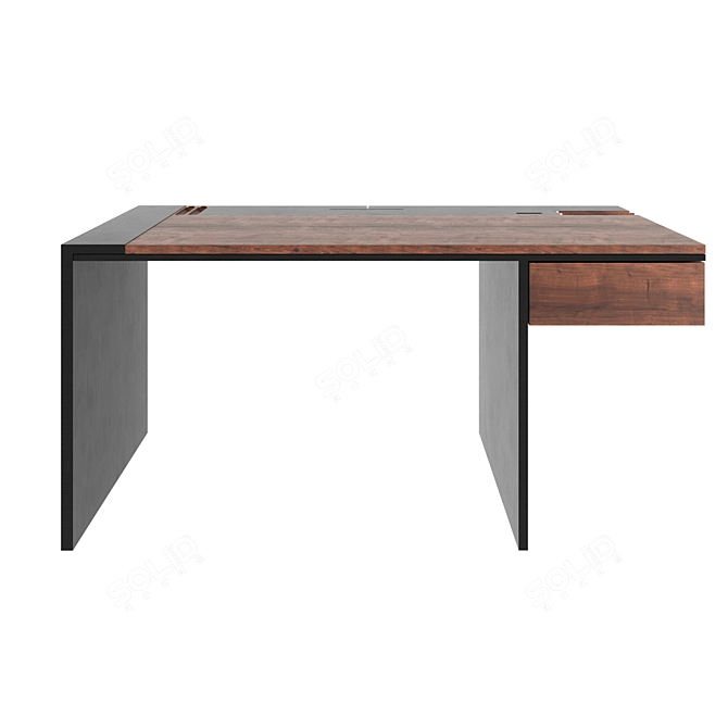 Elegant Black Wooden Writing Table 3D model image 1