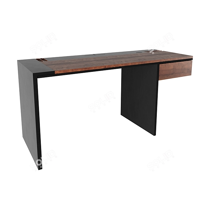 Elegant Black Wooden Writing Table 3D model image 2