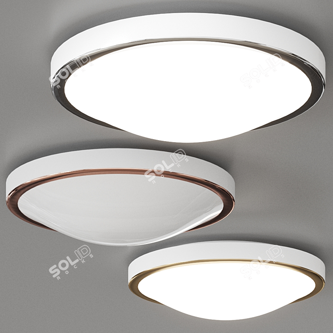 OSAKA Opal Glass Steel Ceiling Light 3D model image 1