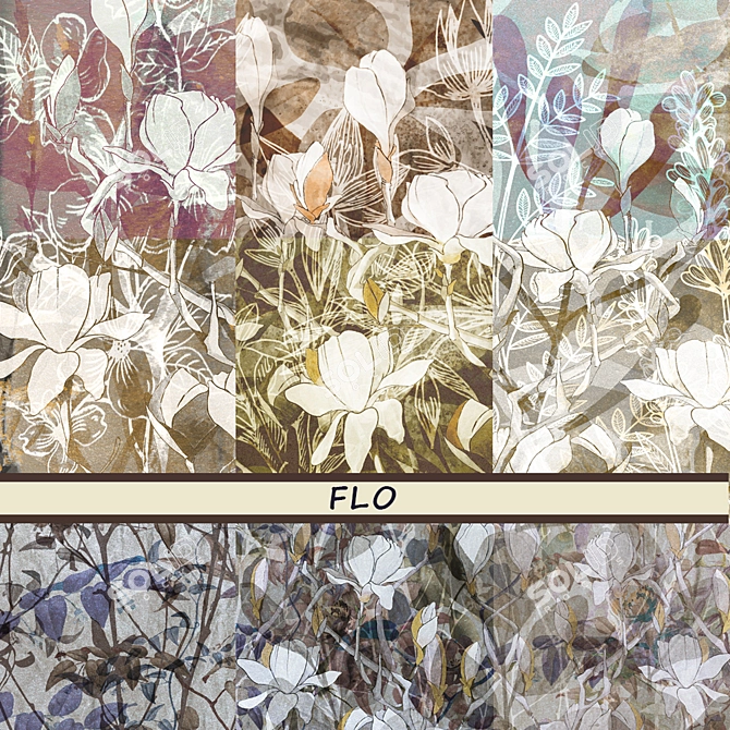 Elegant Floral Wallpaper Collection 3D model image 1