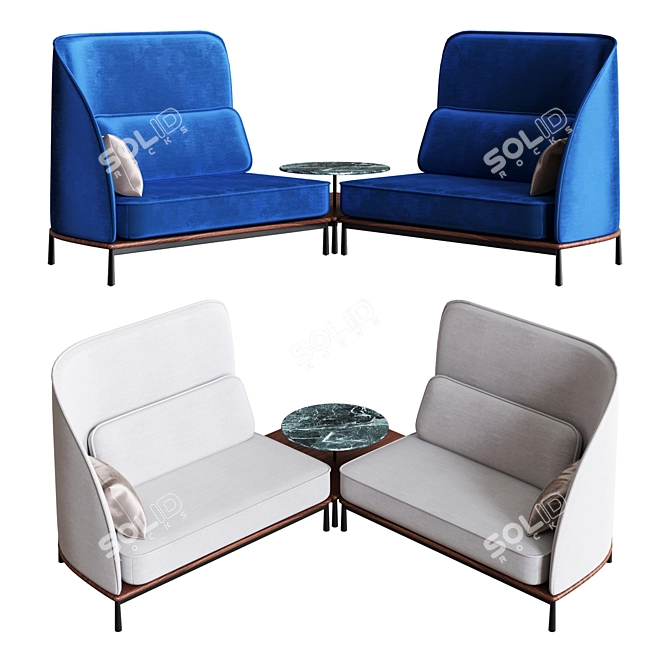 Stellar Works Arc Sofa Set & Coffee Table 3D model image 4