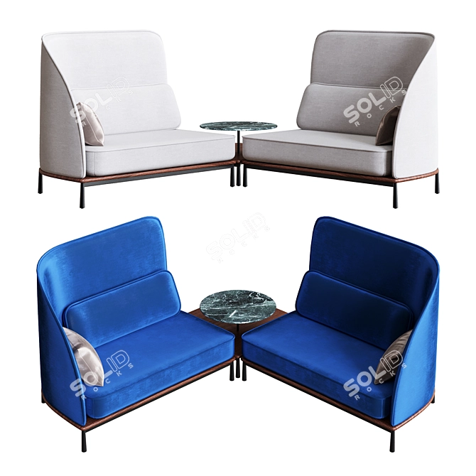 Stellar Works Arc Sofa Set & Coffee Table 3D model image 5