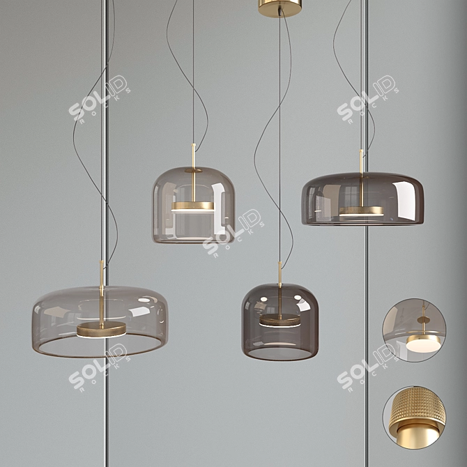 Glass Block Hanging Lamps 3D model image 1
