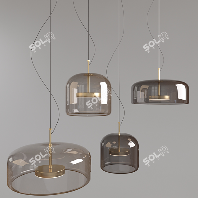 Glass Block Hanging Lamps 3D model image 2