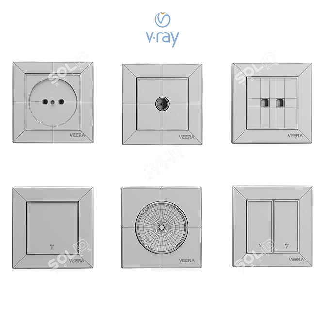 VEERA Switches & Sockets: Sleek and Functional 3D model image 3