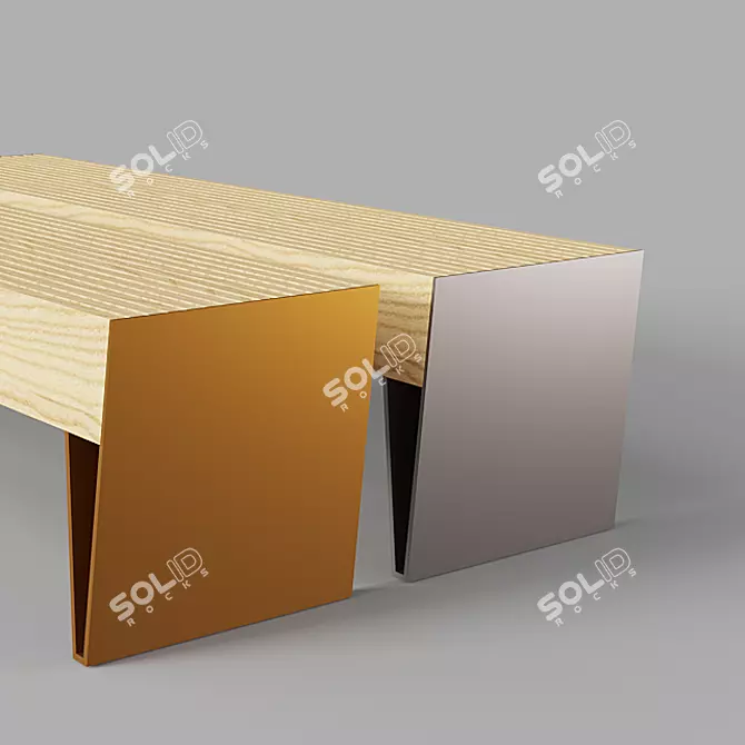 Modern Wooden Bench-2000x540x450 3D model image 2