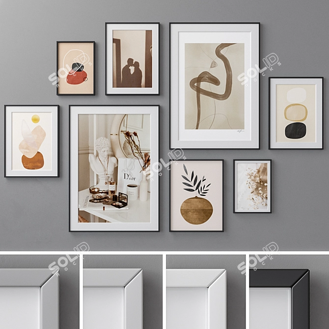 Modern Abstract Paintings Set 3D model image 1