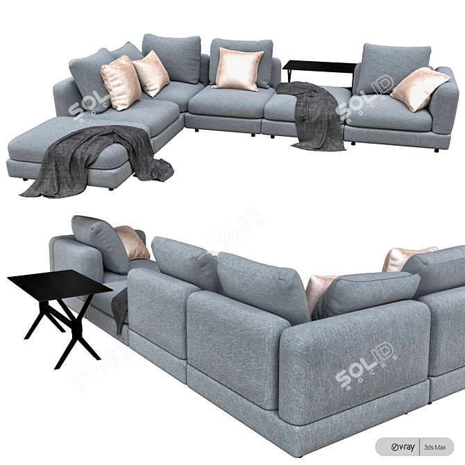 Natural Harmony Dining Sectional 3D model image 2