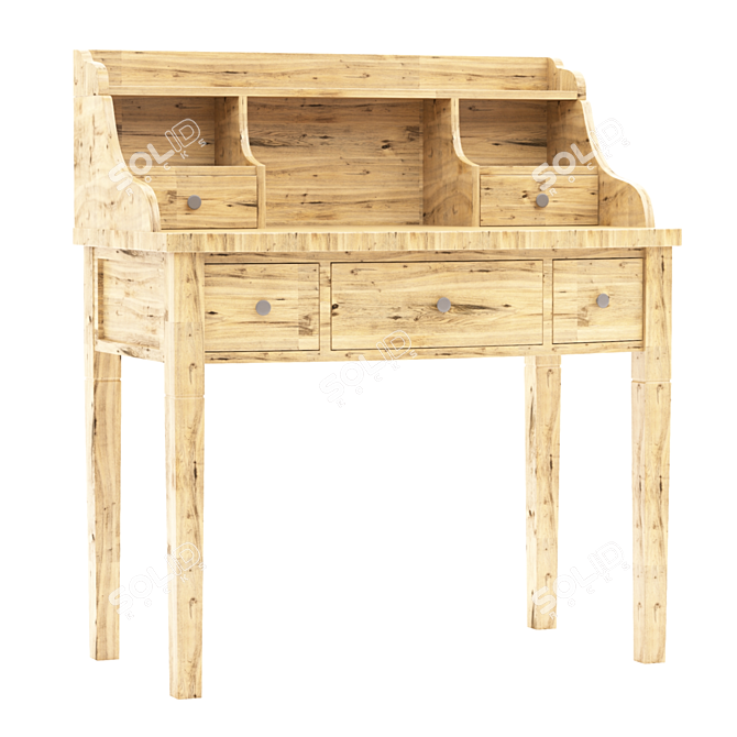 Classic Oak Writing Desk 3D model image 1