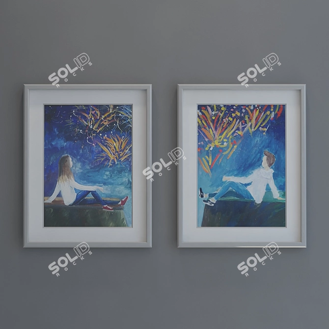 Teen Room Paintings: 5 Frame Options 3D model image 2