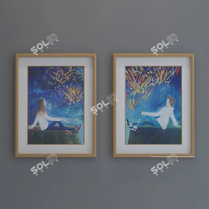 Teen Room Paintings: 5 Frame Options 3D model image 3