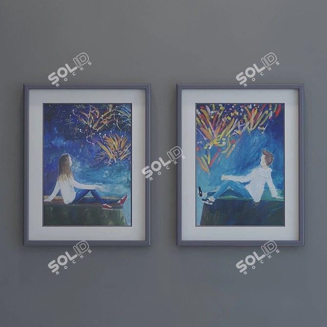 Teen Room Paintings: 5 Frame Options 3D model image 4