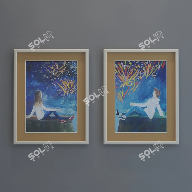 Teen Room Paintings: 5 Frame Options 3D model image 5