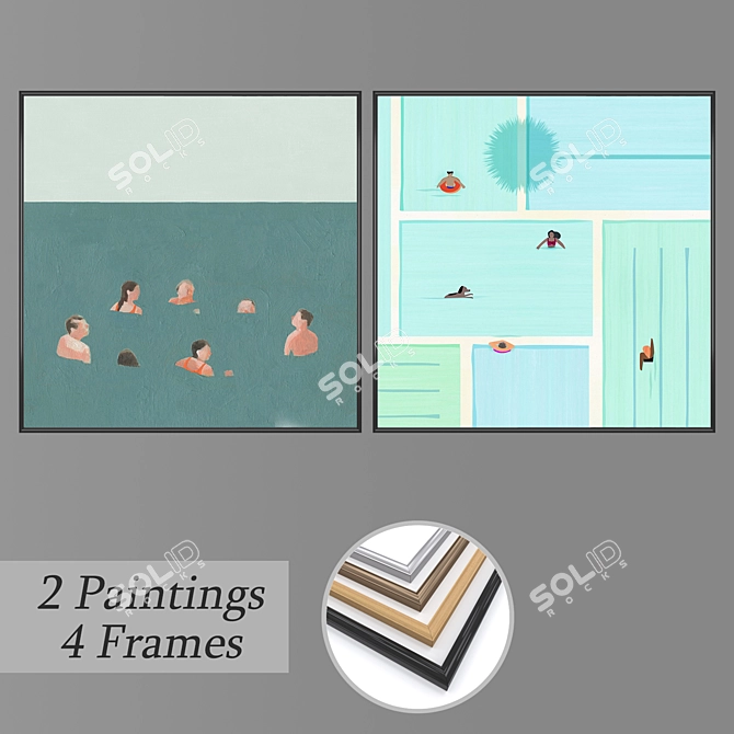 Modern Wall Art Set with Multiple Frames 3D model image 1