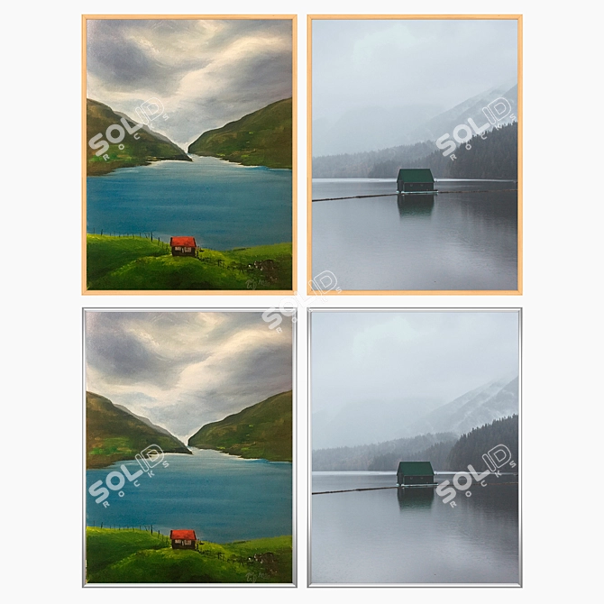 Modern Wall Art Set No 2202 | Varied Frame Options 3D model image 3