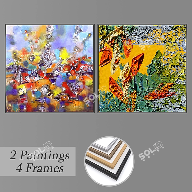 Modern Wall Paintings Set: No 2204 3D model image 1